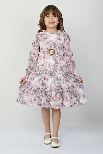 e-çocuk Rochie florală cu cataramă din șifon pentru fete 26144