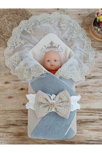Tomuycuk Baby Blanket Outer Swaddle Knitwear Lace Baby Swaddle Unisex Hospital Exit Mevlütlük Gift