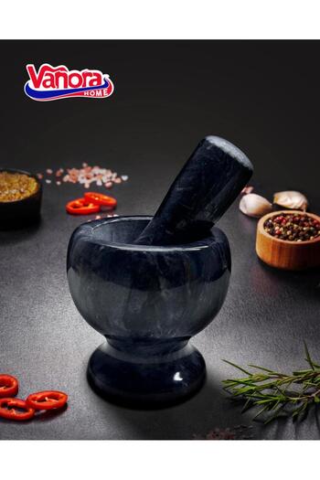 vanora MARBLE MORTAR WITH PESTLE, DIA 9.5 CM, BLACK