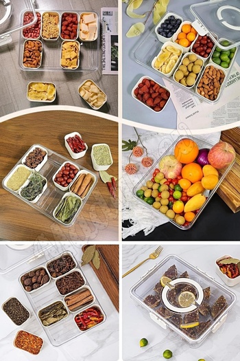 Tilbe Home 3-Layer Lock Lid 8 Compartments Portable Storage Container Breakfast Organizer Picnic Set Food Box