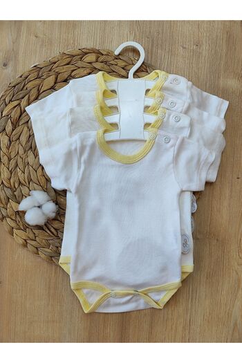 Tomuycuk 4-Piece Baby Bodysuit Set - 100% Cotton, Short Sleeve, Snap Fastener Bodysuit (0-12) Month Seasonal