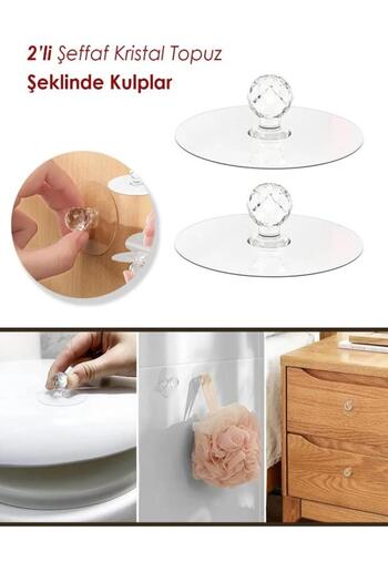 Hayveys home 2 Pieces Adhesive Crystal Handle Handle Hanger Cabinet, Mirror, Door Pull Handle Knob