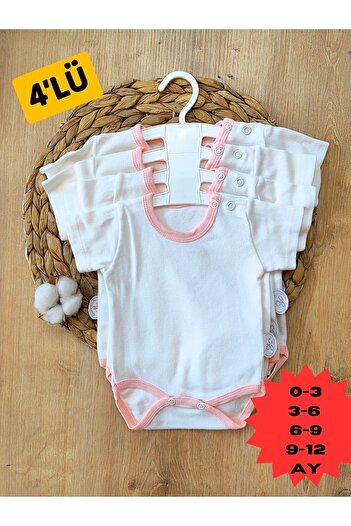Tomuycuk 4-Piece Baby Bodysuit Set - 100% Cotton, Short Sleeve, Snap Fastener Bodysuit (0-12) Month Seasonal