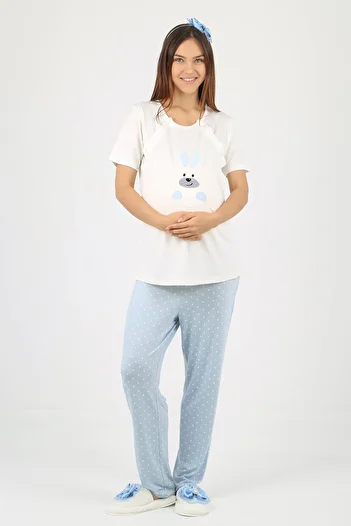 Effort Pijama Blue Breastfeeding Perfect Maternity Pajama Set 2074