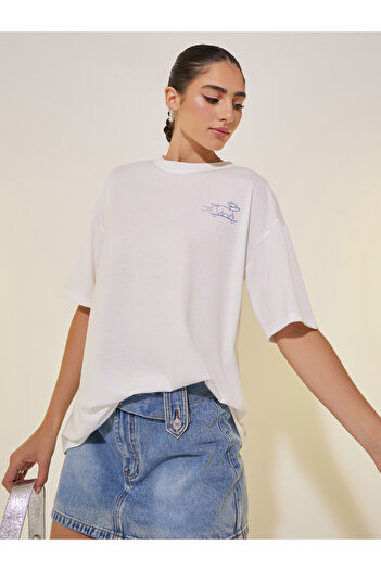 Take Two By Styli Graphic Print Round Neck Oversized T-Shirt