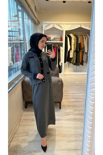 Invee Invee 7080 Wool Blended Knitwear Set - Anthracite
