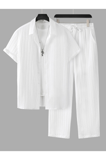 Take Two By Styli Solid Short Sleeve Shirt and Pants Co-Ords
