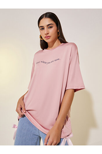 Take Two By Styli Slogan Print Round Neck Oversized T-Shirt