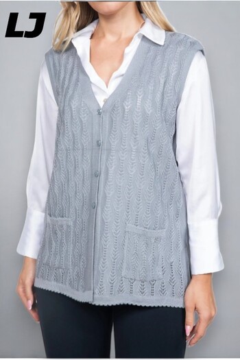 LAJESTE Women's Middle Age and Above Knitwear Knitted Buttoned Dark Khaki Mother's Vest