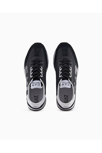 EA7 Unısex Marka Logolu Rahat Taban Bağıcıklı Siyah-Beyaz Sneaker X8X101 XK257-U448