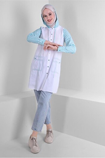 Alvina POTTYCARE PATTERNED HOODED BUTTONED TUNIC 43678