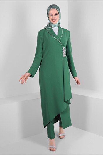 Alvina STONE DETAILED CREPE DOUBLE PANT SUIT 30332