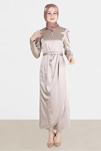 Alvina Satin Belted Dress - Model 42527
