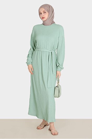 Alvina Waffle Effect - Belted 42719 Model Dress