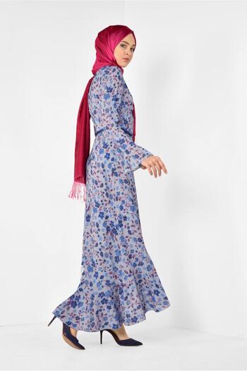 Alvina ASİMETRİK KESİM ÇİÇEK DESENLİ ELBİSE 4965