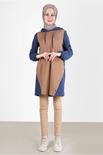 Alvina Hooded and Snap Detailed Tracksuit Tunic - 42346