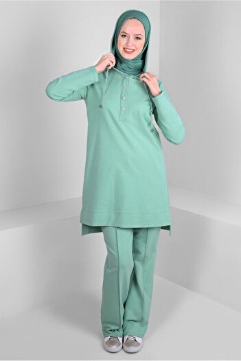 Alvina Double Tracksuit Set with Hooded Chain Detail 43596