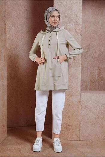 Alvina 44768 Model Hooded Tracksuit Tunic
