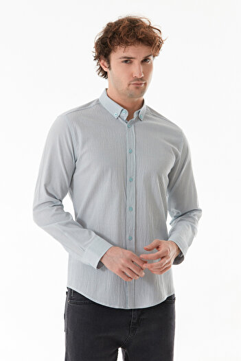 Fulla Moda Crinkle Fabric Buttoned Shirt