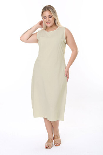 ESPİNA Plus Size Long Petticoat - Sleeveless Dress and Lined Underskirt