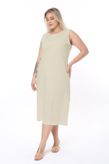 ESPİNA Plus Size Long Petticoat - Sleeveless Dress and Lined Underskirt