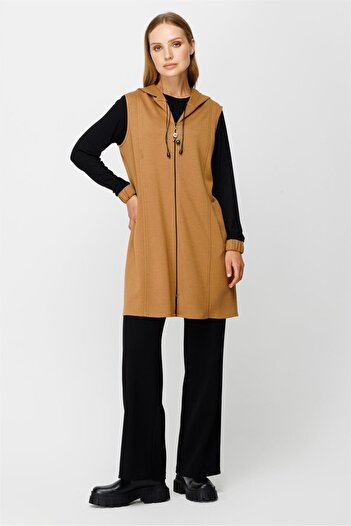 Esswaap Oysh Kumaş Yelekli Iç Dış Takım Camel