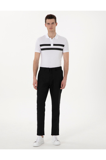Pierre Cardin Siyah Carrot Fit %100 Keten Kanvas Pantolon 50301811-VR046