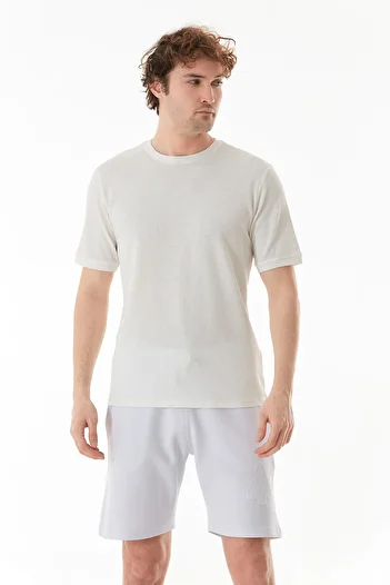 Fulla Moda Honeycomb Fabric Crew Neck T-Shirt