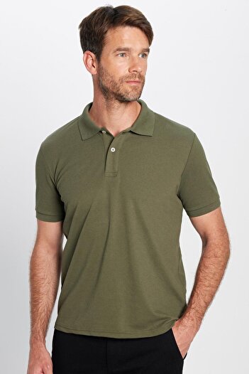 Tudors Erkek 5'li Paket Kahverengi-Lacivert-Haki-Gri-Açık Gri Slim Fit Pamuklu Düz Pike Polo Yaka Tişört