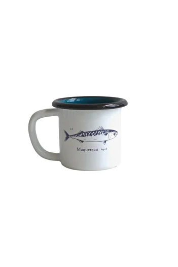 Elifle Enamel Small Mug 250ml Fish Pattern Mug for Coffee Tea Drink Camping Picnic Nautical Seafood