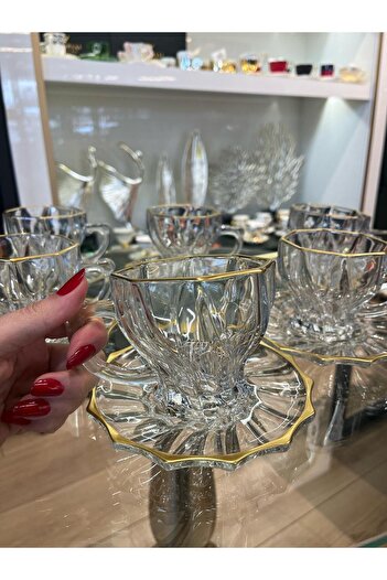 P&ORA PREMIUM KITCHEN PRODUCTS P&Ora Gold Detailed Tea Coffee Cup 12 Pieces