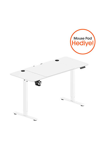 Adore Mobilya Adore Gaming Maestro-X Yükseklik Ayarlı Oyuncu Masası - Beyaz 140x72-117x60 cm