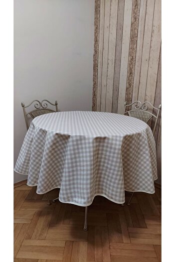 gonk Round, Plaid, Duck (Liquid Pusher, Stain Proof) Fabric, Tablecloth