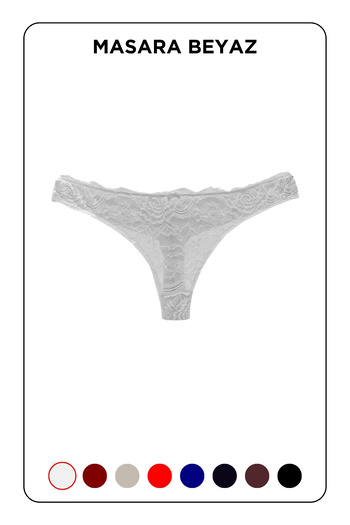 MİSTİRİK Masara Model Lace Soft Fabric String Thong White Color