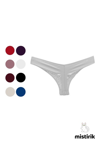 MİSTİRİK Masara Model Lace Soft Fabric String Thong White Color