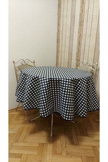 gonk Round, Plaid, Duck (Liquid Pusher, Stain Proof) Fabric, Tablecloth