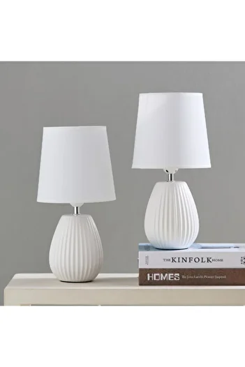 Home Box طقم مصباح طاولة سيراميك مكون من قطعتين من أشرا - 19×19×40 سم