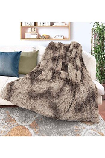 Comfy Soft & Fluffy Classic Fur Blanket/Throw Grey Tie And Dye 80x90cm