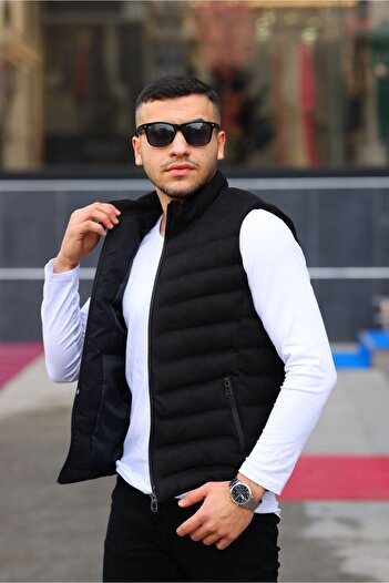 MODA FAVALLİ Ανδρικό φουσκωτό σουέτ γιλέκο New Season