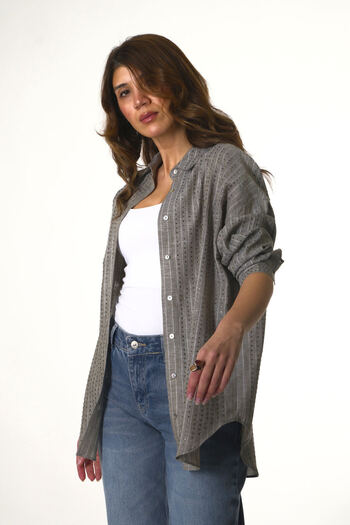 ABBRA Women's Linen Bead Detailed Shirt