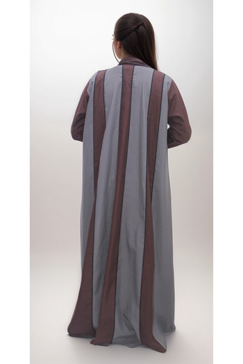 Generic Brown linen abaya with a darker shade of linen fabric