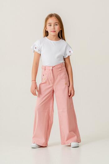 Magu Girl's Cotton T-Shirt and Pink Pants Set Stylish Combination