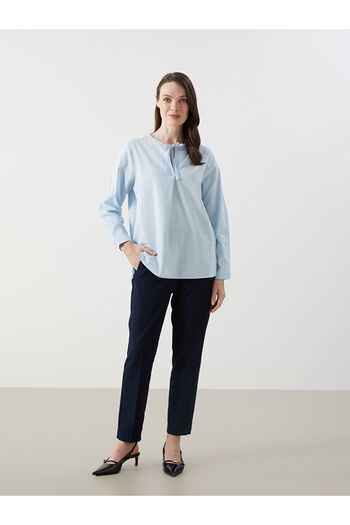 LC Waikiki Blue Tie Neck Women's Blouse