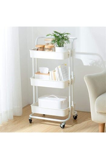 Generic White Storage and Organization Shelves with Wheels