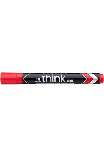 Deli Think 1.5 5 mm Chisel Tip Permanent Marker, Red, pack of 12