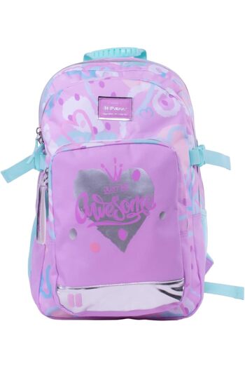 Pause Stylish Students Backpack, 17.5 Inch Size, Purple/Blue