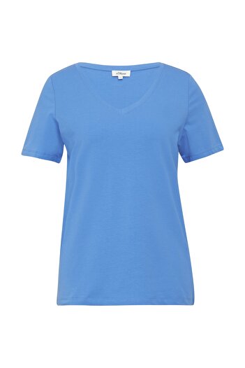 s.Oliver Stretch Cotton Jersey - V-Neck, Casual, Stretchy Blend