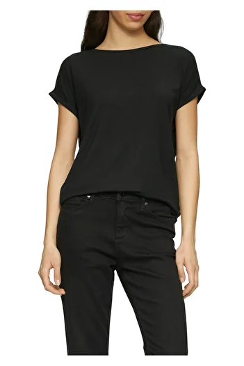 QS by s.Oliver Loose Fit T-Shirt with Turn up Sleeve Hem