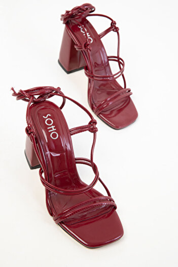 SOHO Claret Red Patent Leather Women's Classic Heeled Shoes 20363