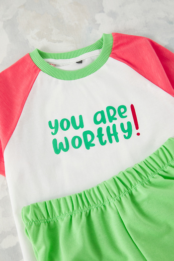 TRENDYOLKIDS Male Child 100% Cotton Slogan Printed Short Sleeve Tkdss25Au00112 Team